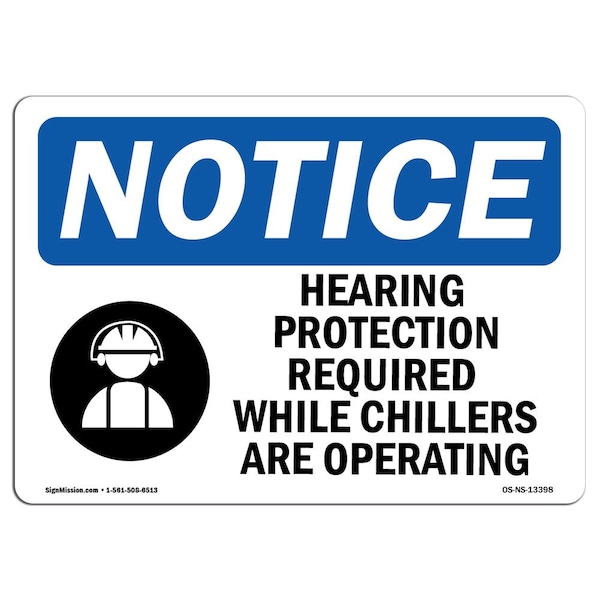 OSHA, Hearing Protection Required, 18in X 12in Alum, 18" W, 12" H, Landscape, OS-NS-A-1218-L-13398